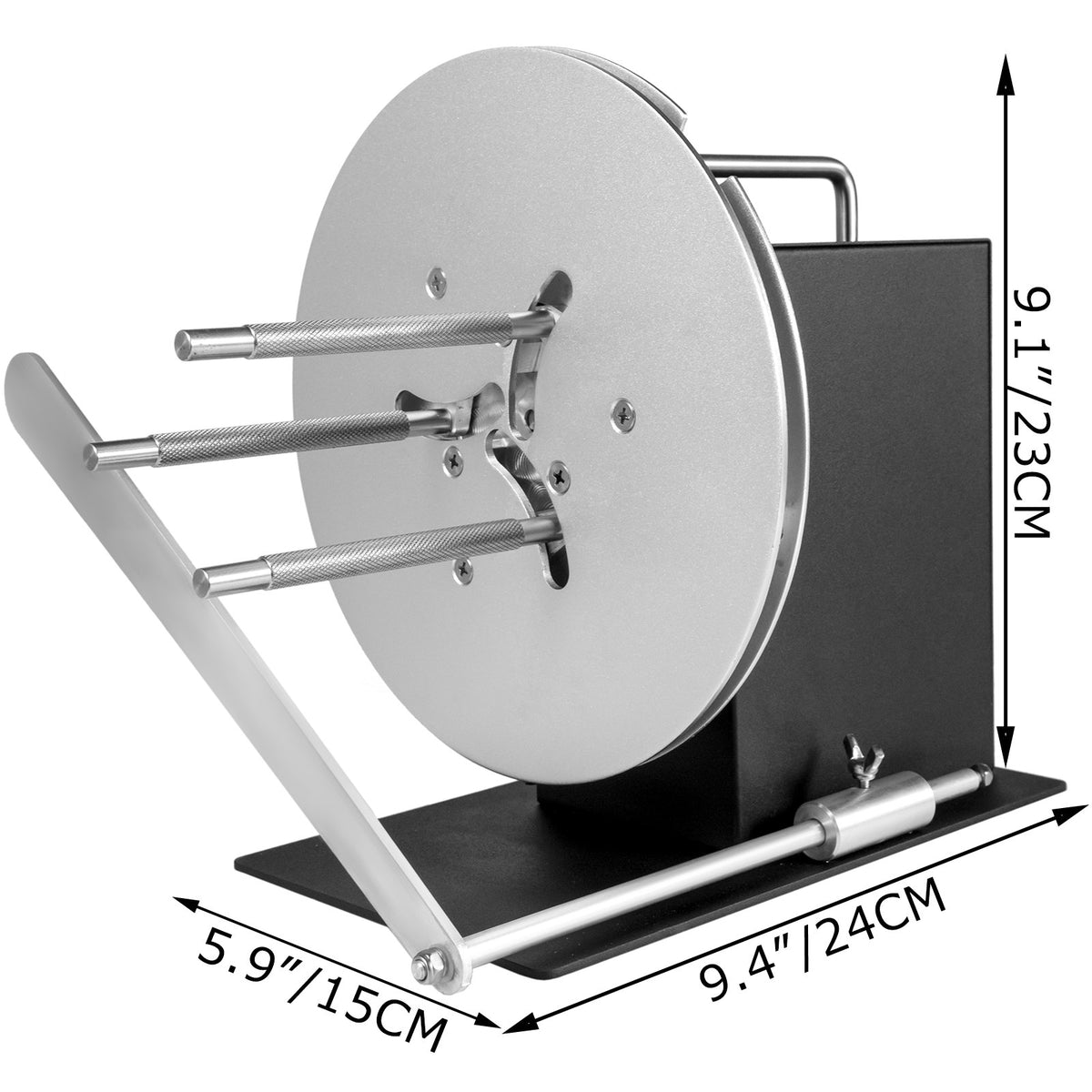 VEVOR etiķešu pārtīšanas ierīce 120 mm, abpusēja, sinhronizējas ar printeriem, līdz Ø 220 mm