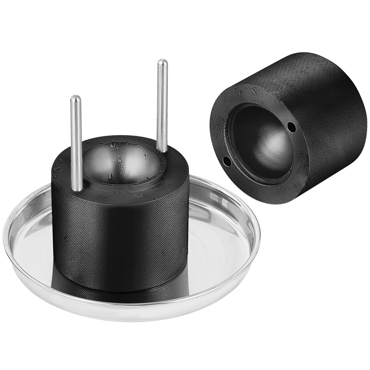 VEVOR Ice Ball Press 60 mm, Aluminium Alloy, with Tongs and Drip Tray, Black