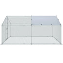 VEVOR metāla vistas kūtis, 4,0 × 3,0 × 2,0 m lielais āra iežogojums ar divslīpju jumtu, ūdensnecaurlaidīgu pārsegu un aizsargtīklu, piemērots vistām, pīlēm un trušiem