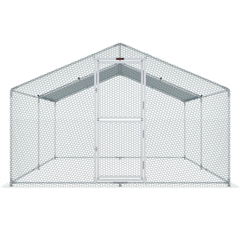 VEVOR metāla vistas kūtis, 4,0 × 3,0 × 2,0 m lielais āra iežogojums ar divslīpju jumtu, ūdensnecaurlaidīgu pārsegu un aizsargtīklu, piemērots vistām, pīlēm un trušiem