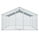 VEVOR metāla vistas kūtis, 4,0 × 3,0 × 2,0 m lielais āra iežogojums ar divslīpju jumtu, ūdensnecaurlaidīgu pārsegu un aizsargtīklu, piemērots vistām, pīlēm un trušiem