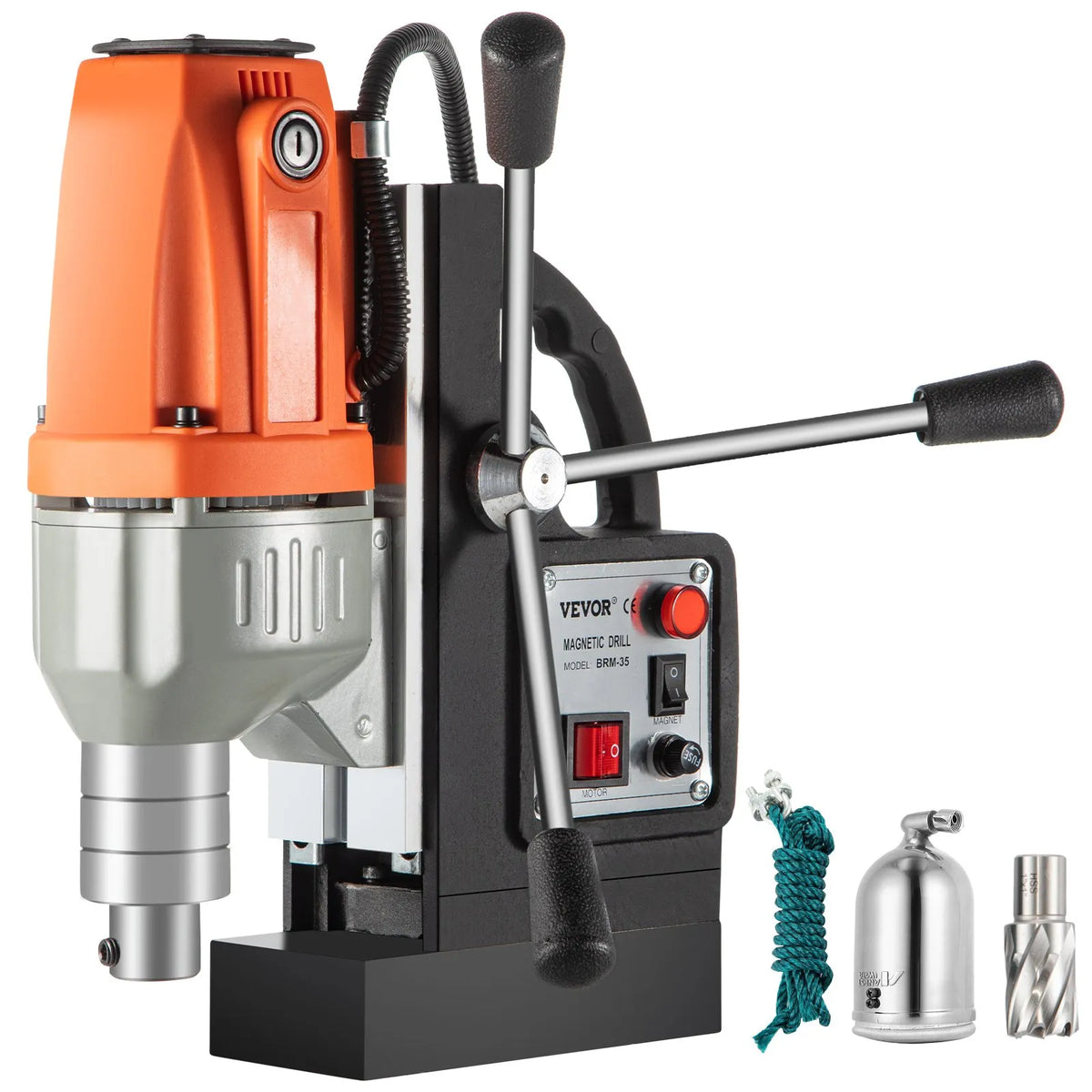VEVOR 980 W Magnetic Drill 220–240 V, Metal Drill with 680 RPM, Multi-Function 35 mm Core Drilling and Tapping Machine
