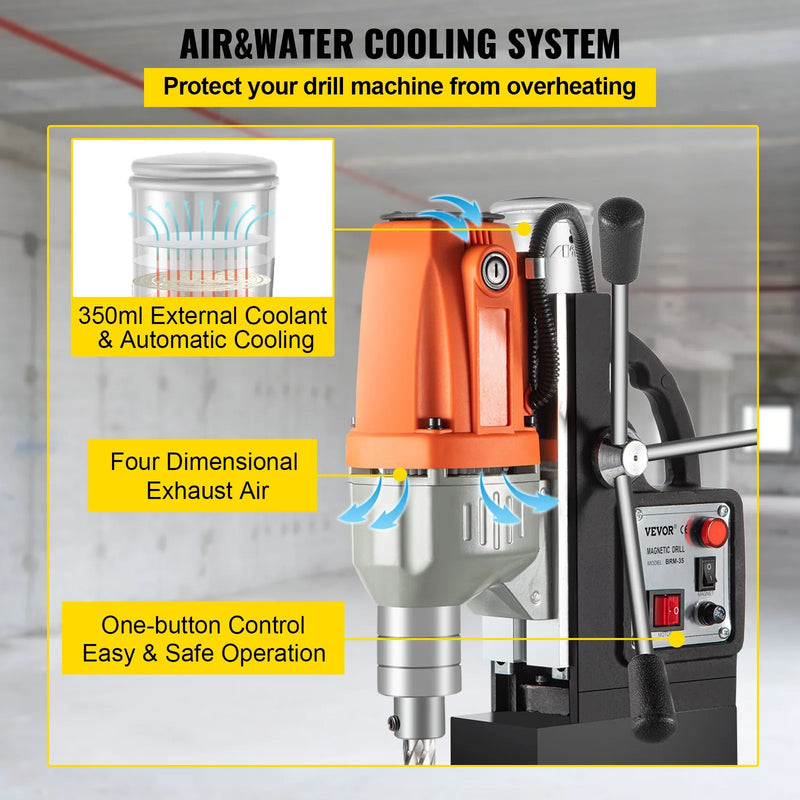 VEVOR 980 W magnētiskā urbjmašīna 220–240 V, metāla urbjmašīna ar 680 apgr./min., daudzfunkcionāla 35 mm serdeņa urbšanas un vītņgriešanas mašīna