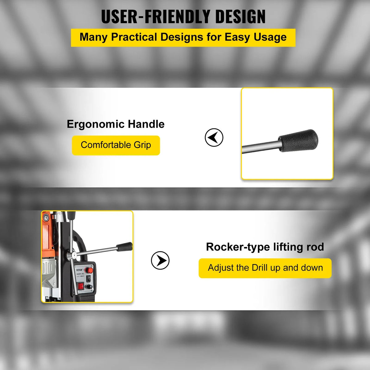 VEVOR 980 W Magnetic Drill 220–240 V, Metal Drill with 680 RPM, Multi-Function 35 mm Core Drilling and Tapping Machine