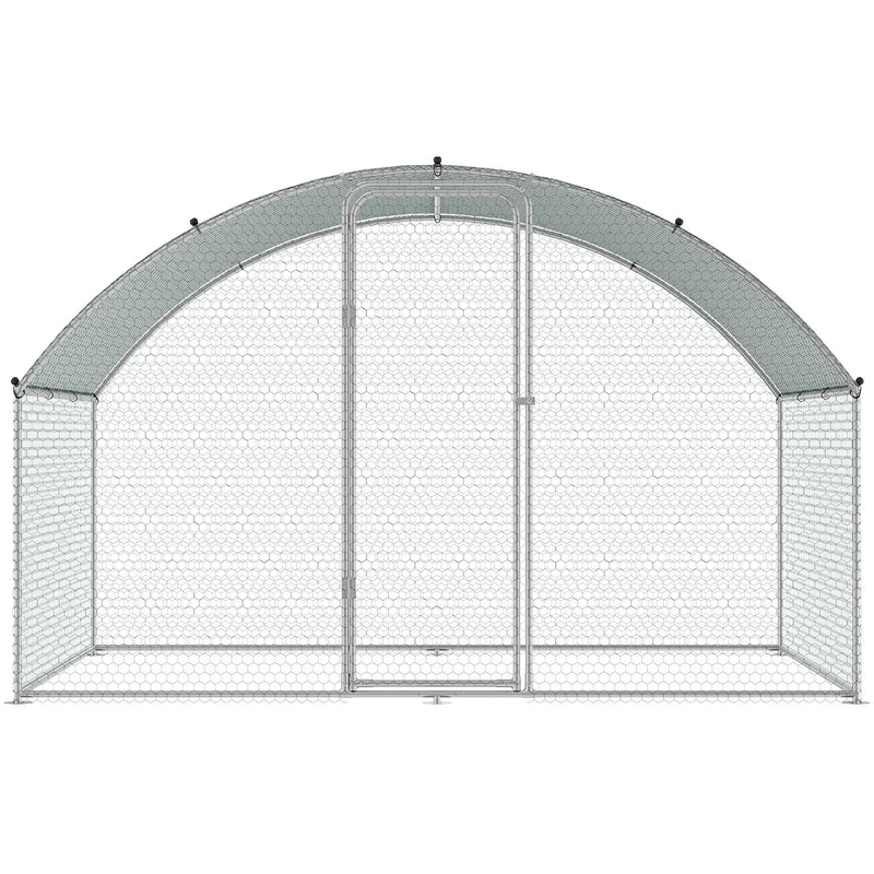VEVOR metāla pastaigu vistu aizgalds ar jumta pārsegu, 3 × 1,97 × 1,99 m, drošības slēdzis, kupolveida jumts, āra putnu un trušu voljers