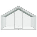 VEVOR lielais metāla vistas iežogojums, 3,00 × 4,00 × 2,00 m caurstaigājams vistas aploks ar pārsegu, smailes jumtu un drošības slēdzeni, piemērots āra un piemājas saimniecībām, pīlēm, trušiem un citiem mājputniem