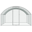 VEVOR liela metāla vistas kūts ar ieejamu pastaigu zonu un ūdensizturīgu pārsegu, 3 × 3,93 × 2 m voljers ar dooma tipa jumtu, drošības slēdža durvīm — ideāli piemērota saimniecībai, pagalmam, pīlēm, trušiem un citām mājdzīvnieku turēšanai