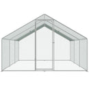 VEVOR liela metāla vistas kūts 3 × 5,9 × 2 m ar ieejamu pastaigu zonu un pārsegu, smailā jumta mājputnu iežogojums ar drošības slēdzi pagalmam un saimniecībai, piemērots vistām, pīlēm un trušiem