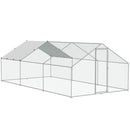 VEVOR liela metāla vistas kūts 3 × 5,9 × 2 m ar ieejamu pastaigu zonu un pārsegu, smailā jumta mājputnu iežogojums ar drošības slēdzi pagalmam un saimniecībai, piemērots vistām, pīlēm un trušiem