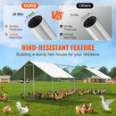 VEVOR liela metāla vistas novietne ar skrejceļu, 3 × 7,83 × 1,99 m pastaigu tipa āra kūtis ar pārsegu un jumta smaili, drošības slēdzeni, piemērota pagalmam, saimniecībai, pīlēm un trušiem