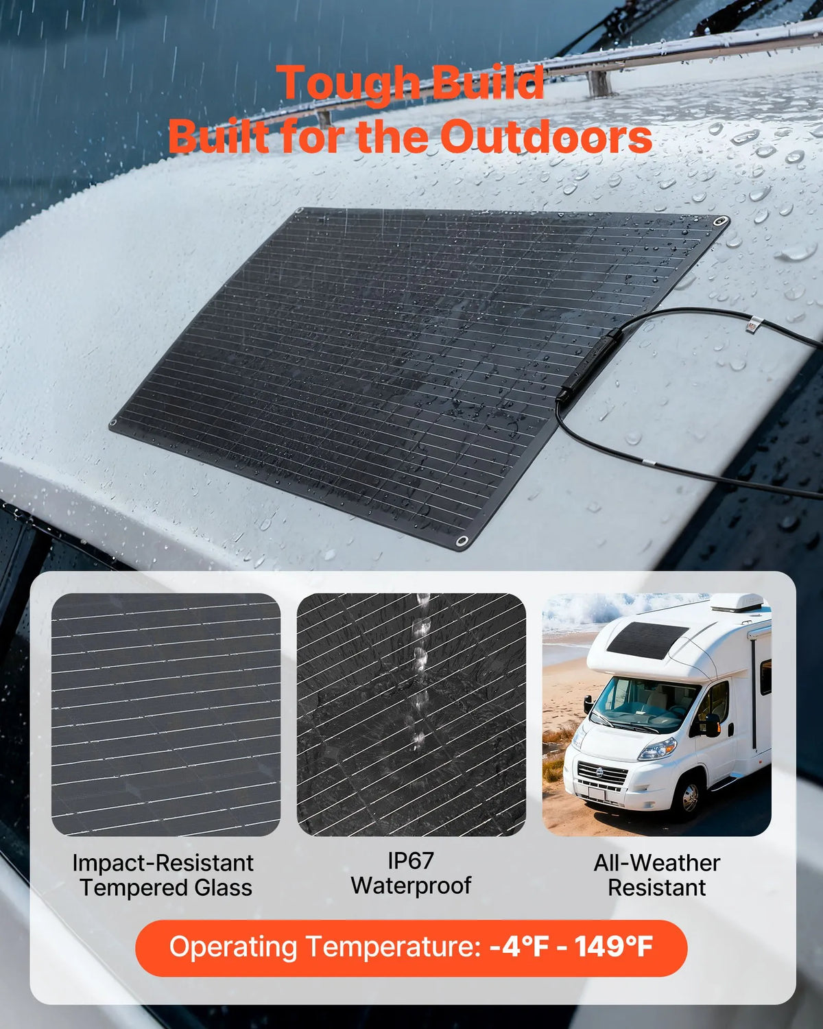 VEVOR Solar Panel 100W Flexible — MC4