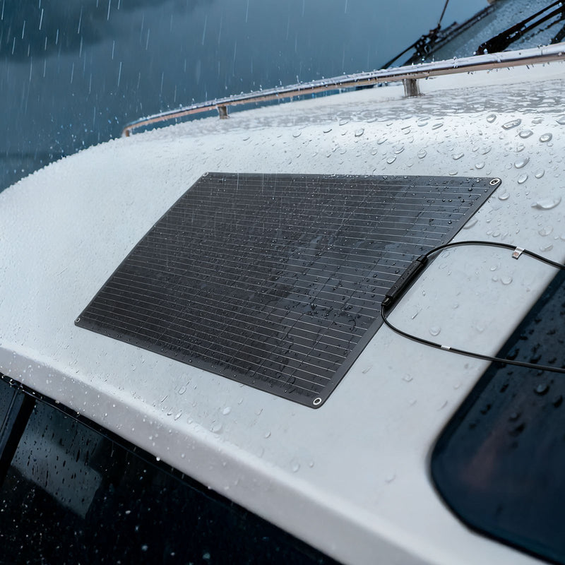 VEVOR elastīgs saules panelis 100 W, daļēji elastīgs lokāms monokristāliskais saules panelis ar 23 % efektivitāti, autonomais lādētājs ar MC4 savienojumu, IP67 ūdensizturīgs, paredzēts jūras transportam, kemperiem, automašīnām un izliektām virsmām