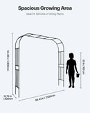 VEVOR dārza arka kāpjošiem augiem 240 × 250 × 40 cm, metāla pergolas arka ar zemes mietiem, izturīga dārza arka ar režģi augiem, viegli saliekama dekoratīva arka dārzam, pagalmam, kāzām un svinībām