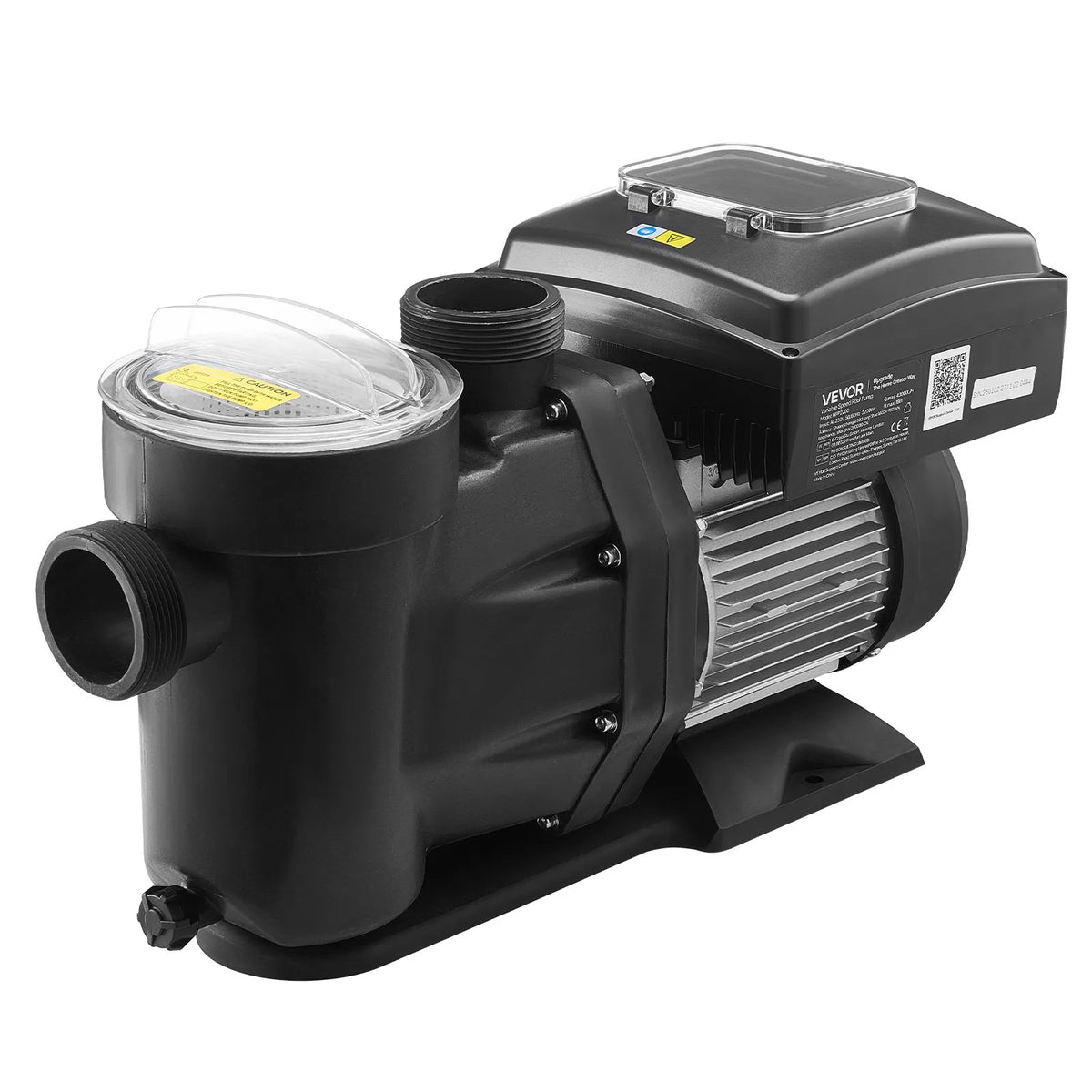 VEVOR baseina ūdens sūknis ar regulējamu ātrumu, 2200 W, AC 220–240 V, 43 000 l/h, pašuzsūcošs sūknis iebūvētiem un virszemes baseiniem ar filtra grozu un programmējamu taimeri - ZEMLETES.LV