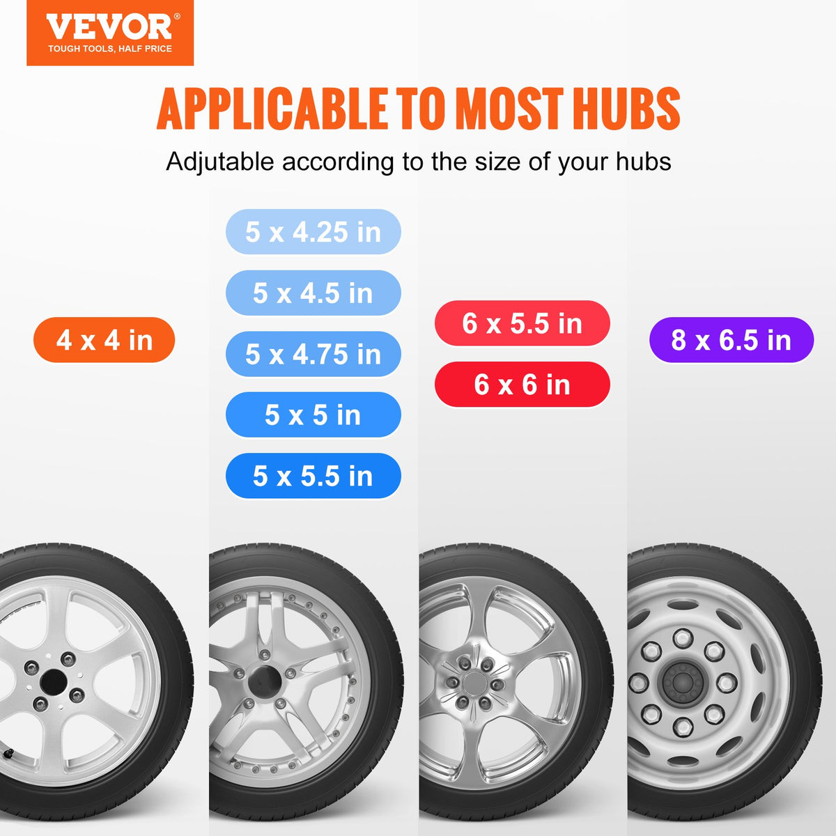 VEVOR Spare Wheel Carrier, Trailer Spare Wheel Mount, 72.5 kg Capacity, Trailer Accessory, Suitable for Most 4, 5, 6 and 8 Bolt Wheels with 100, 108, 114, 120, 127, 140, 152, 165 mm Bolt Patterns