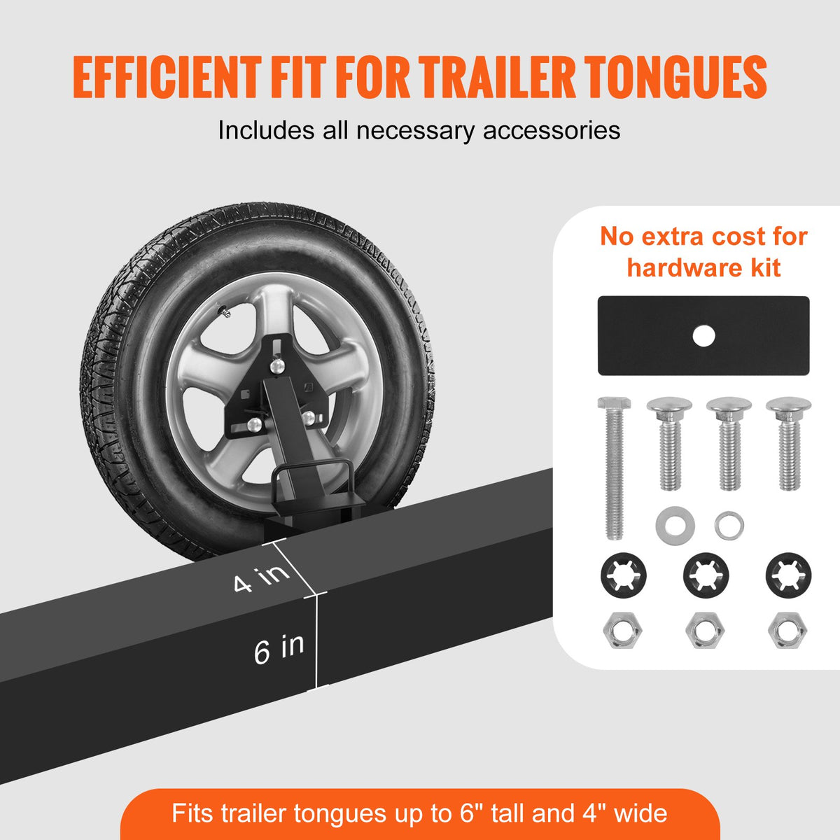 VEVOR Spare Wheel Carrier, Trailer Spare Wheel Mount, 72.5 kg Capacity, Trailer Accessory, Suitable for Most 4, 5, 6 and 8 Bolt Wheels with 100, 108, 114, 120, 127, 140, 152, 165 mm Bolt Patterns
