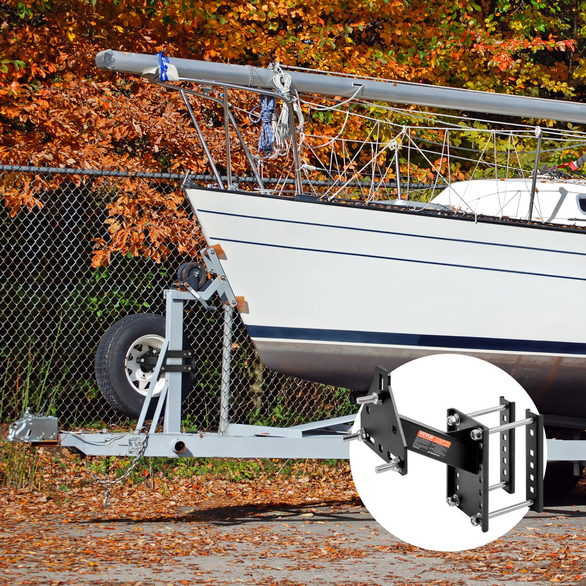 VEVOR Spare Tyre Carrier – Trailer Mount Tyre Holder, 72.5 kg Load Capacity, Fits 4, 5, 6 and 8 Bolt Wheels with Spacings: 101.6 mm, 107.9 mm, 114.3 mm, 120.6 mm, 127 mm, 139.7 mm, 152.4 mm, 165.1 mm