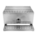 VEVOR puspiekabes pakāpiena instrumentu kaste, 760 × 750 × 400 mm, izturīga alumīnija rievotā instrumentu kaste ar ūdensizturīgu konstrukciju, kabīnes pakāpi, T veida roktura slēdzeni un atslēgām, piemērota platformām un puspiekabēm.