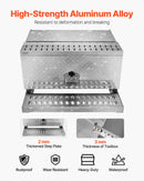 VEVOR puspiekabes pakāpiena instrumentu kaste, 760 × 750 × 400 mm, izturīga alumīnija rievotā instrumentu kaste ar ūdensizturīgu konstrukciju, kabīnes pakāpi, T veida roktura slēdzeni un atslēgām, piemērota platformām un puspiekabēm.