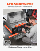 VEVOR puspiekabes pakāpiena instrumentu kaste, 760 × 750 × 400 mm, izturīga alumīnija rievotā instrumentu kaste ar ūdensizturīgu konstrukciju, kabīnes pakāpi, T veida roktura slēdzeni un atslēgām, piemērota platformām un puspiekabēm.