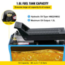 Pneimatiskais hidrauliskais kājas sūknis ar 689 bar darba spiedienu, 1688 cm³ eļļas ietilpību, izturīgu pilnmetāla konstrukciju, piemērots smagiem industriāliem darbiem