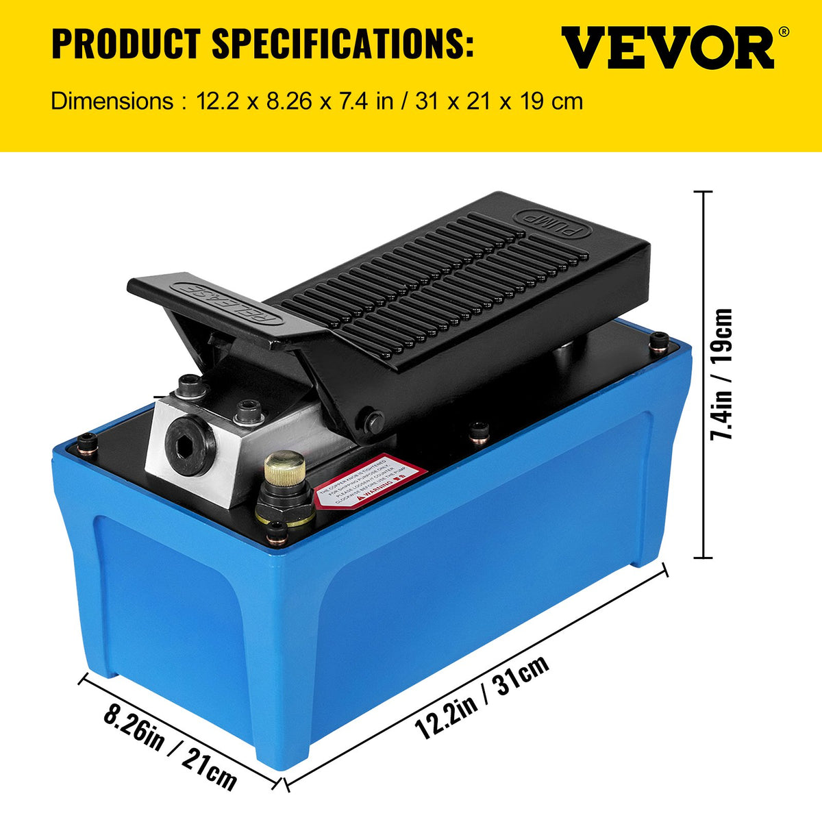 VEVOR Pneumatic Hydraulic Foot Pump 689 bar, 1.7 l Tank, All-Metal Body