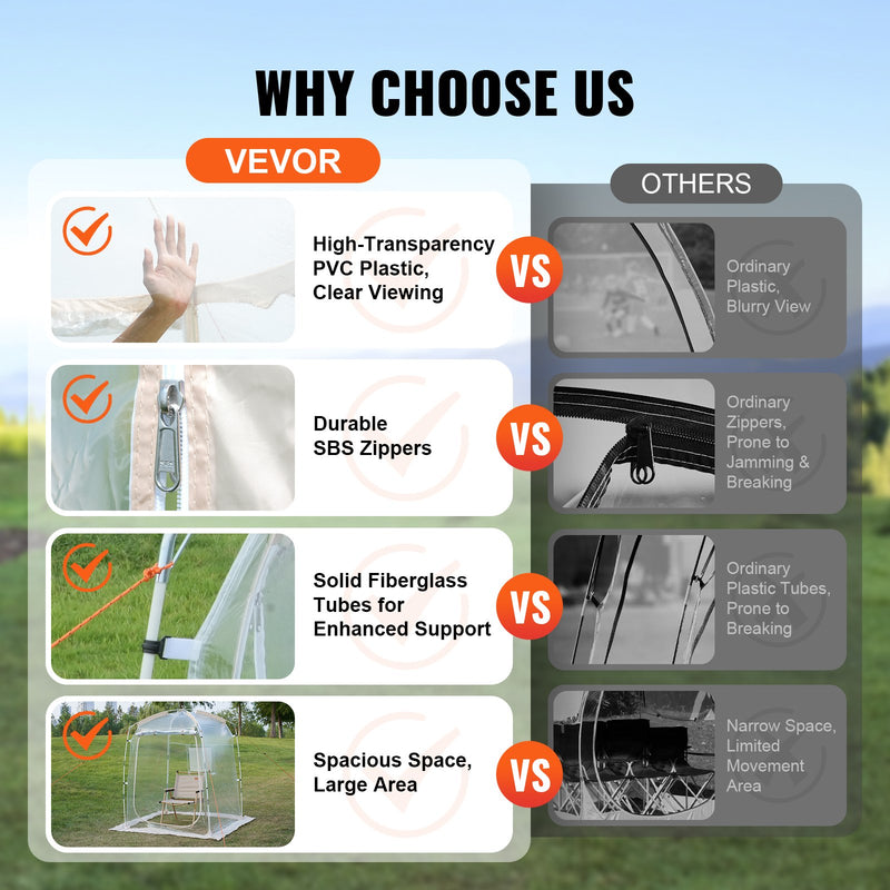 VEVOR 1,27 x 1,27 x 1,6 м спортивный купол – laikapstākļu izturīga, piemerota 1 cilvekam, caurspīdīga