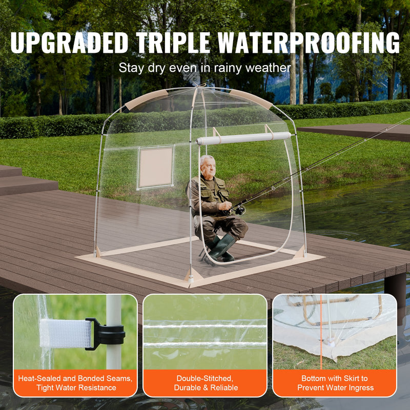 VEVOR  180 cm x 180 cm  kupolveida sporta telts – laikapstākļu izturīga, piemērota 2-4 cilvēkiem, caurspīdīga