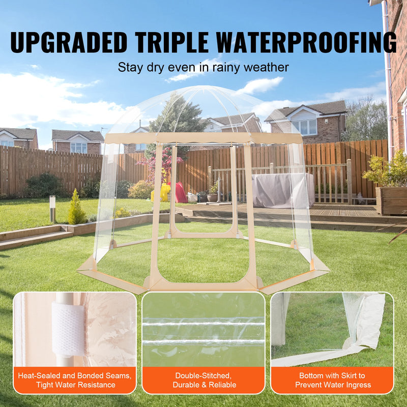 VEVOR 3 x 3 x 2.1 m kupolveida sporta telts – laikapstākļu izturīga, piemērota 4-8 cilvēkiem, caurspīdīga