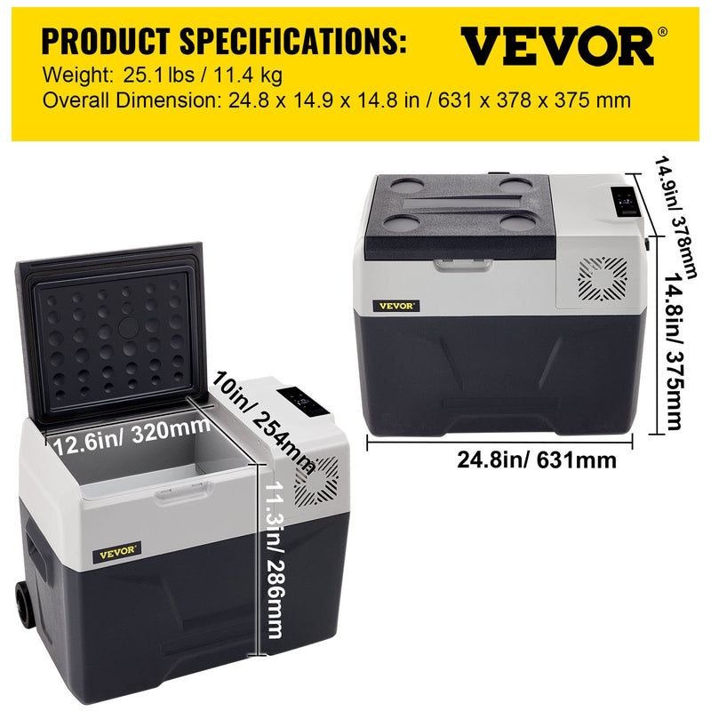 30L VEVOR automašīnas ledusskapis/saldētava, ideāls risinājums automašīnām, kravas automašīnām, treileriem, laivām, kā arī lietošanai mājās vai āra aktivitātēs, piemēram, ceļojumos, makšķerēšanā un kempingā.