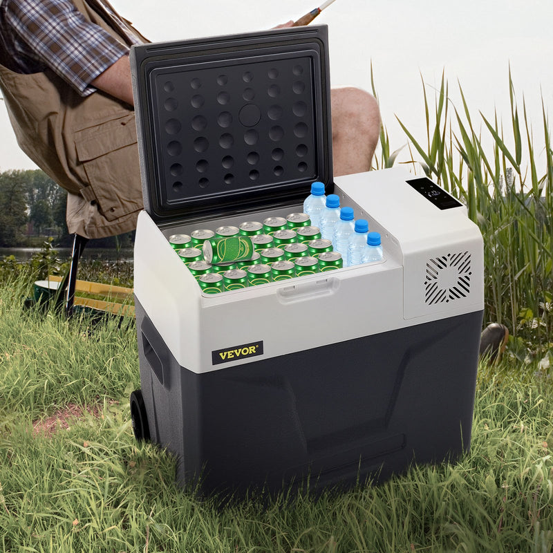 50L VEVOR automašīnas ledusskapis/saldētava 50L, ideāls risinājums automašīnām, kravas automašīnām, treileriem, laivām, kā arī lietošanai mājās vai āra aktivitātēs, piemēram, ceļojumos, makšķerēšanā un kempingā.