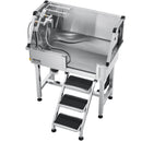 VEVOR 86,4 cm nerūsējošā tērauda suņu kopšanas vanna ar kāpnēm, jaucējkrānu un dušas galvu