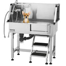 VEVOR 86,4 cm nerūsējošā tērauda suņu kopšanas vanna ar kāpnēm, jaucējkrānu un dušas galvu