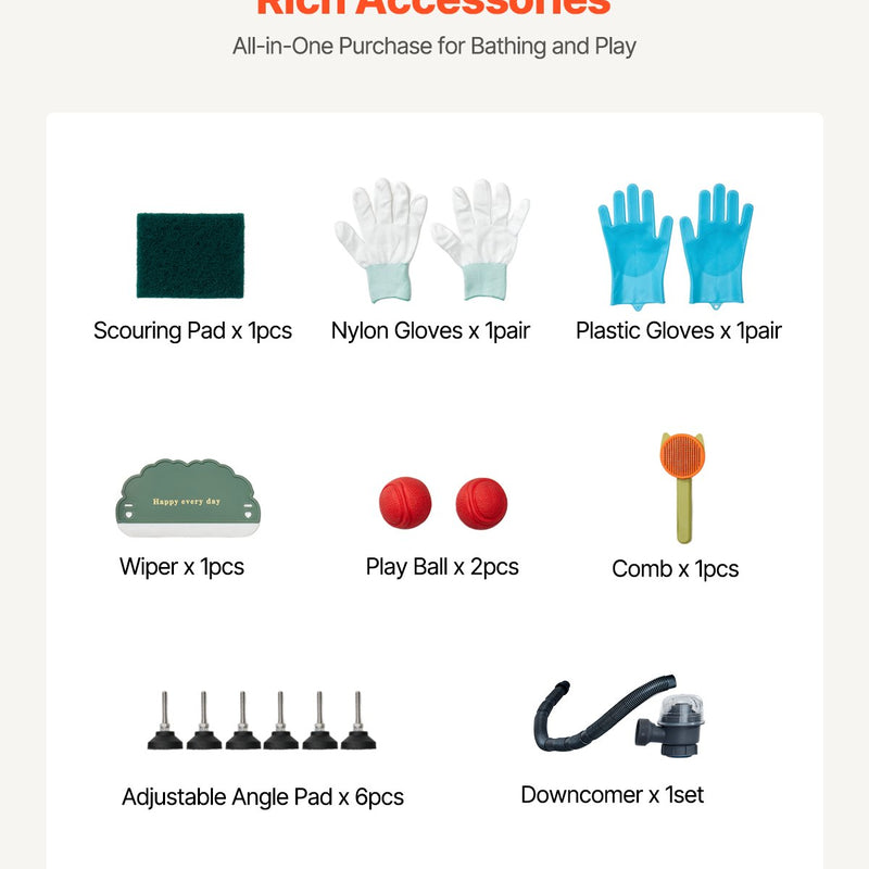 VEVOR 86,4 cm nerūsējošā tērauda suņu kopšanas vanna ar kāpnēm, jaucējkrānu un dušas galvu