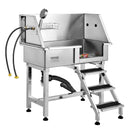 VEVOR 864 mm nerūsējošā tērauda suņu kopšanas vanna ar rampu, atvilktni, jaucējkrānu un piederumiem (labā puse)