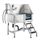 VEVOR 96 cm mājdzīvnieku vannošanas stacija ar rampu – profesionāla nerūsējošā tērauda suņu kopšanas vanna ar atvilktni, režģi un jaucējkrānu (labā puse)