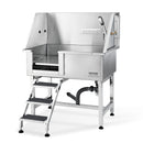 VEVOR 96 cm mājdzīvnieku vannošanas stacija ar rampu – profesionāla nerūsējošā tērauda vanna ar atvilktni un režģi (kreisā puse)