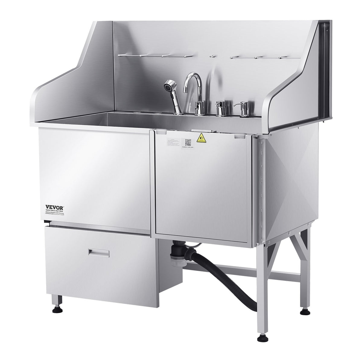 VEVOR Stainless Steel Dog Grooming Bath Tub with Ramp, Mixer Tap and Shower Head, 127 cm