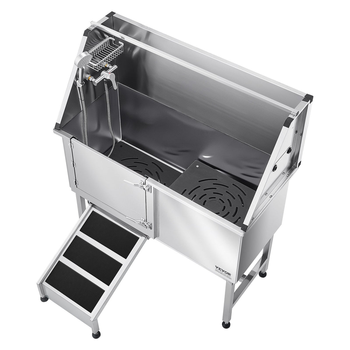 VEVOR Stainless Steel Dog Grooming Bath Tub with Ramp, 127 cm, Left Door
