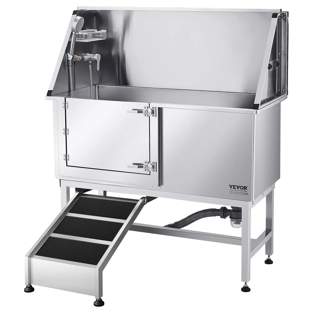 VEVOR Stainless Steel Dog Grooming Bath Tub with Ramp, 127 cm, Left Door