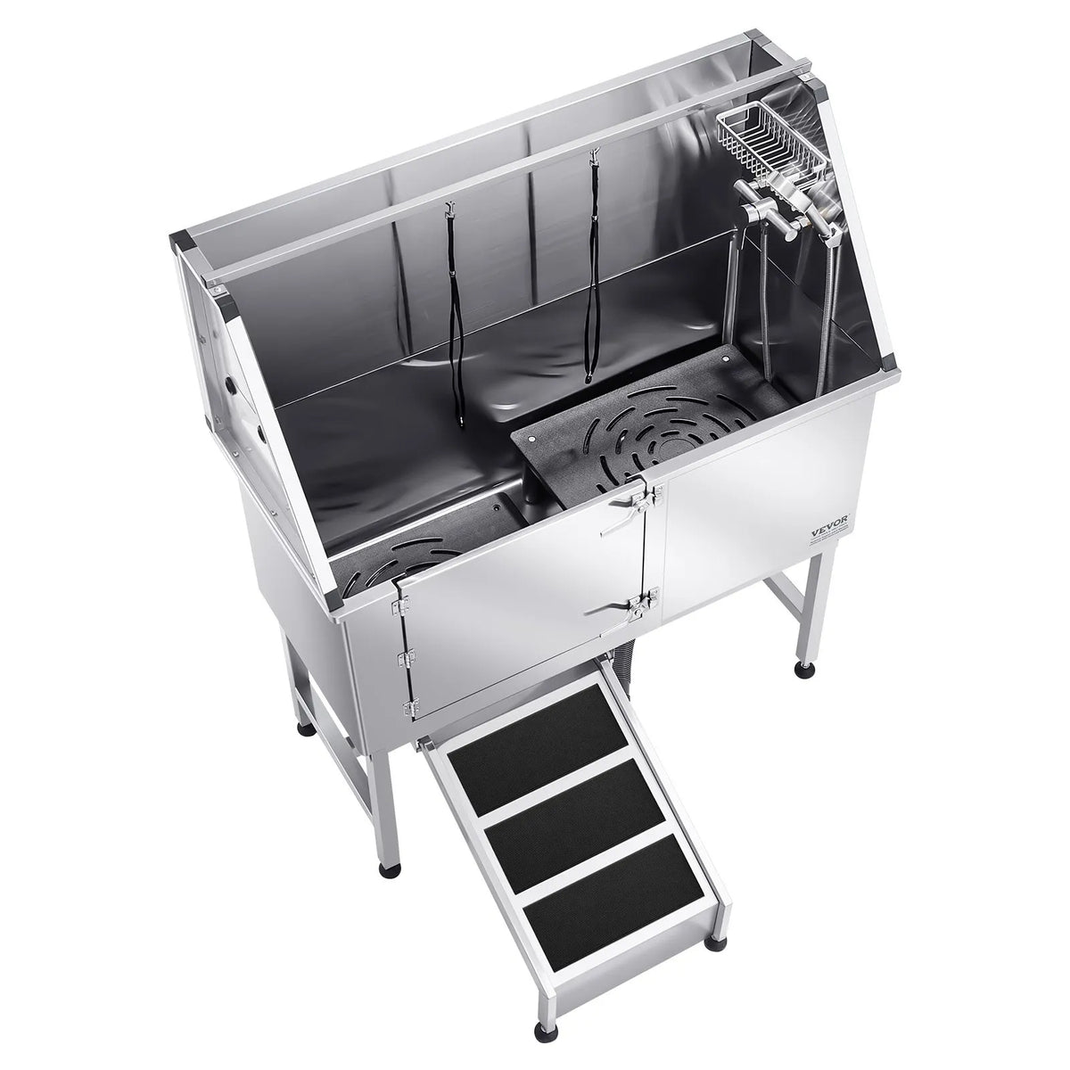 VEVOR Stainless Steel Dog Grooming Bath Tub with Ramp, 127 cm, Left Door