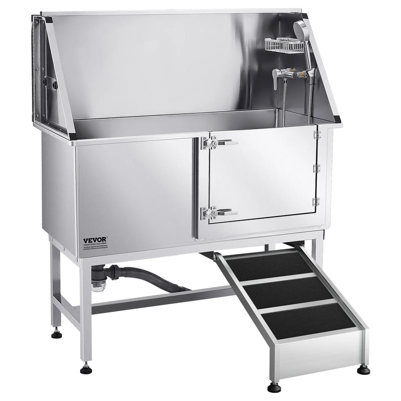 VEVOR nerūsējošā tērauda suņu mazgāšanas vanna 127 cm ar rampu
