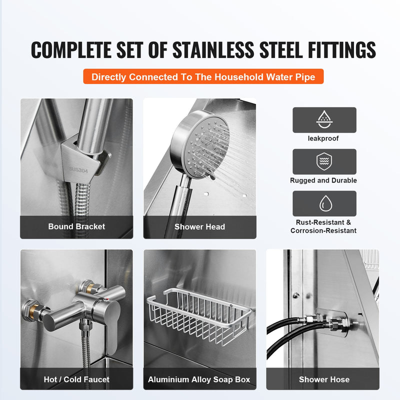 VEVOR 127 cm profesionāla nerūsējošā tērauda suņu kopšanas vanna ar kāpnēm, ziepju trauku, jaucējkrānu un piederumiem (labā puse)