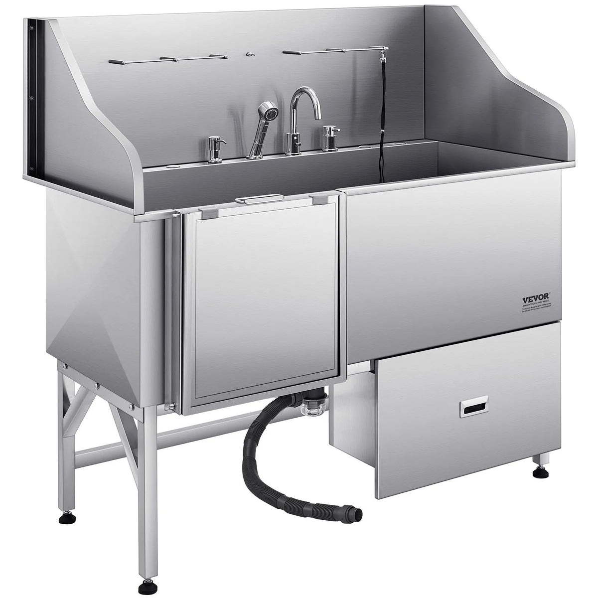 VEVOR 304 Stainless Steel Dog Grooming Bath Tub with Ramp, 154.9 cm, Left Door