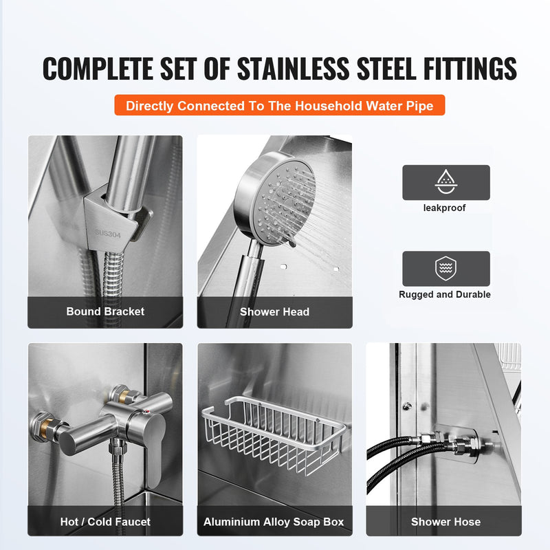 VEVOR 1,57 m profesionāla mājdzīvnieku vannošanas stacija ar kāpnēm - nerūsējošā tērauda vanna suņu kopšanai (labā puse)