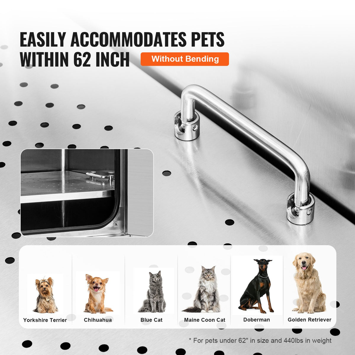 VEVOR Professional Stainless Steel Dog Grooming Bath Tub with Ramp, Mixer Tap and Accessories, 157 cm, Right Door