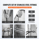 VEVOR 1,57 m profesionāla nerūsējošā tērauda suņu kopšanas vanna ar rampu, ziepju trauku, jaucējkrānu un bagātīgu piederumu komplektu (labā puse)