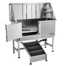 VEVOR 1,57 m profesionāla nerūsējošā tērauda suņu kopšanas vanna ar rampu, ziepju trauku, jaucējkrānu un bagātīgu piederumu komplektu (kreisā puse)