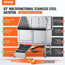 VEVOR 1,57 m profesionāla nerūsējošā tērauda suņu kopšanas vanna ar rampu, ziepju trauku, jaucējkrānu un bagātīgu piederumu komplektu (kreisā puse)