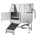 VEVOR 1,57 m profesionāla nerūsējošā tērauda suņu kopšanas vanna ar rampu, ziepju trauku, jaucējkrānu un bagātīgu piederumu komplektu (kreisā puse)